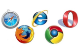 Logotypy obsługiwanych przeglądarek internetowych - Safari, Mozilla Firefox, Internet Explorer, Google Chrome, Opera