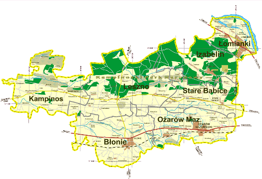 Mapa Powiatu Warszawskiego Zachodniego